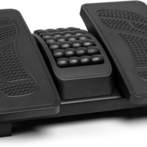Adjustable Footrest for Under Desk at Work, Under Desk Foot Rest with Massage Texture and Roller, Ergonomic Foot Stool with 3 Height & 20 Degree Tilt Angle Adjustment for Home&Office