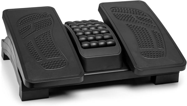 Adjustable Footrest for Under Desk at Work, Under Desk Foot Rest with Massage Texture and Roller, Ergonomic Foot Stool with 3 Height & 20 Degree Tilt Angle Adjustment for Home&Office
