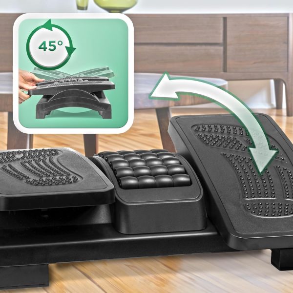 Adjustable Footrest for Under Desk at Work, Under Desk Foot Rest with Massage Texture and Roller, Ergonomic Foot Stool with 3 Height & 20 Degree Tilt Angle Adjustment for Home&Office - Image 5