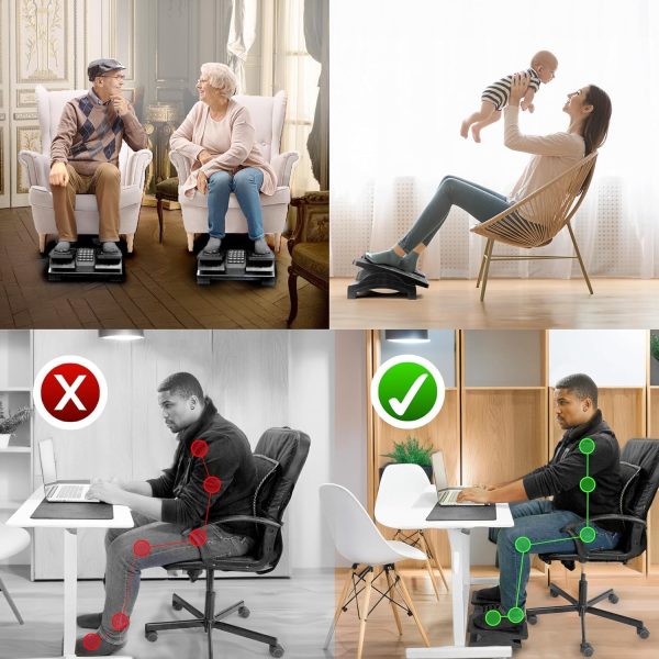 Adjustable Footrest for Under Desk at Work, Under Desk Foot Rest with Massage Texture and Roller, Ergonomic Foot Stool with 3 Height & 20 Degree Tilt Angle Adjustment for Home&Office - Image 7