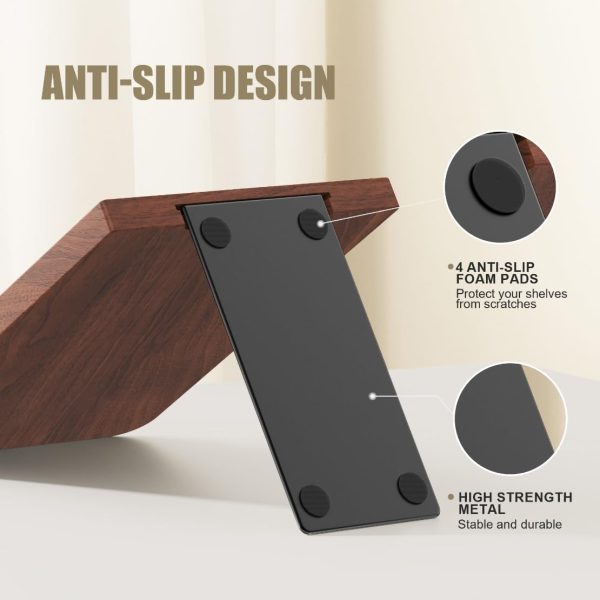 Book Ends, Non-Slip Bookends, Heavy Duty Wooden Bookend Support for Books and Movies (1, Square bookends) - Image 3