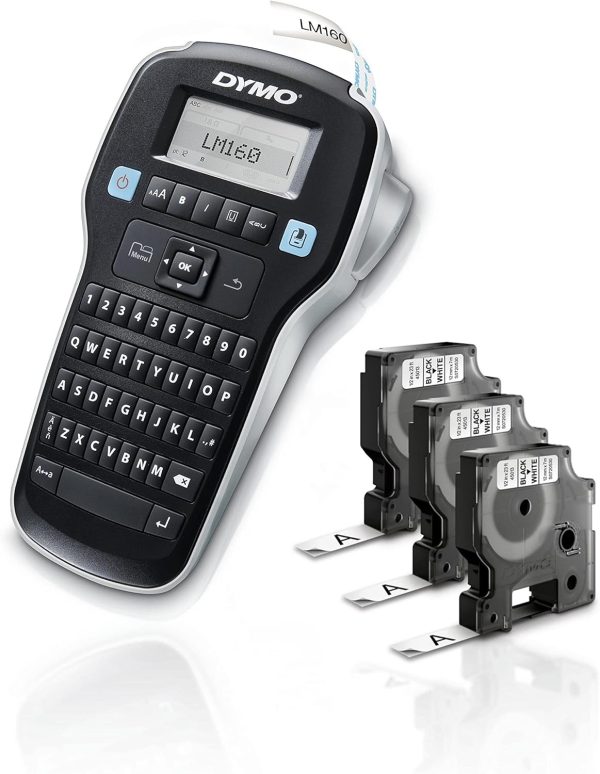 DYMO LabelManager 160 Portable Label Maker Bundle, Easy-to-Use, One-Touch Smart Keys, QWERTY Keyboard, Large Display, For Home & Office Organization, Includes 3 D1 label cassettes - Image 2