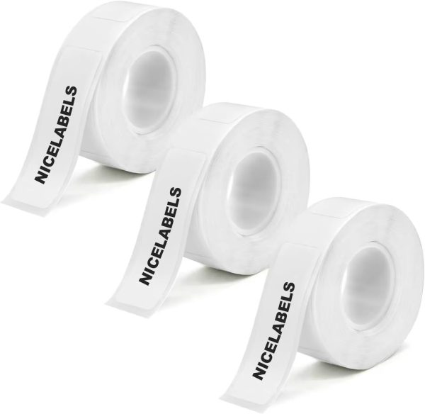 Label Maker Tape for Phomemo D30 Printer White Thermal Self-Adhesive Waterproof Tape, 15×50mm (0.59×1.97in), 3 Rolls (130Labels/Roll), for Home, Office, School & Kitchen Organization