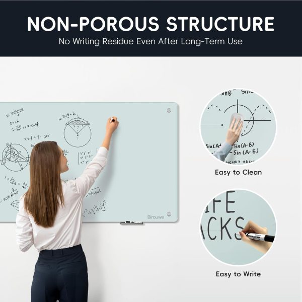 Magnetic Glass Whiteboard - Glass Dry Erase Board 48"x36" Large Frameless Board for Walls Office School and Home - Image 2