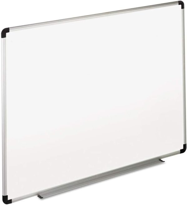 Universal 43723 Dry Erase Board, Melamine, 36 x 24, White, Black/Gray Aluminum/Plastic Frame