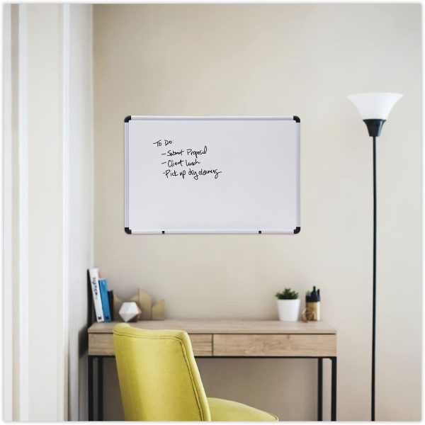 Universal 43723 Dry Erase Board, Melamine, 36 x 24, White, Black/Gray Aluminum/Plastic Frame - Image 2