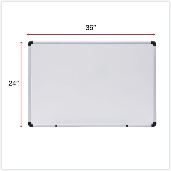 Universal 43723 Dry Erase Board, Melamine, 36 x 24, White, Black/Gray Aluminum/Plastic Frame - Image 3